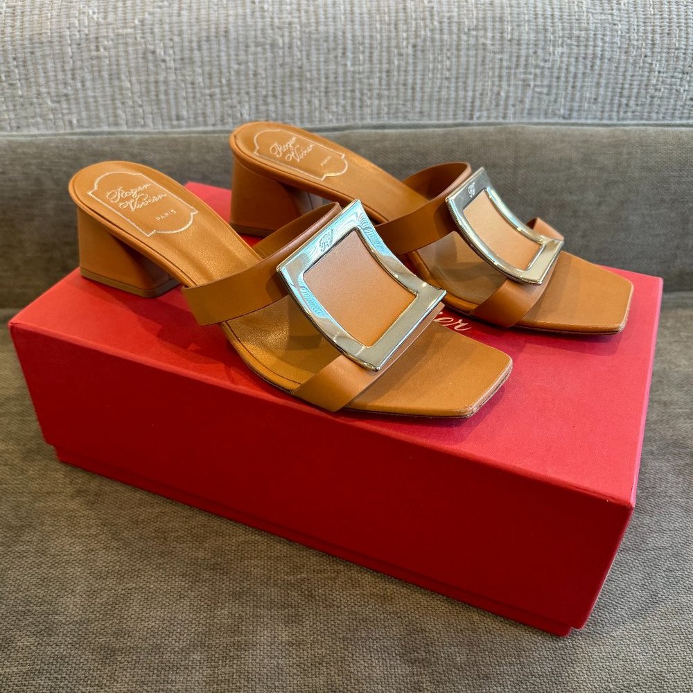 Roger Vivier BikiViv Sandal Mules in Camel